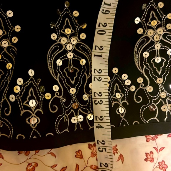 S/M Duet Women Skirt Black Embroidered Hem Sparkly Beads Stretchy Waist Summer - Picture 8 of 14